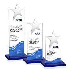 Bryanston Chrome Full Color Blue Star Crystal Award - Newest Additions