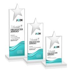 Bryanston Chrome Full Color White Star Crystal Award - Service Awards