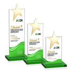 Bryanston Gold Full Color Green Star Crystal Award - Newest Additions