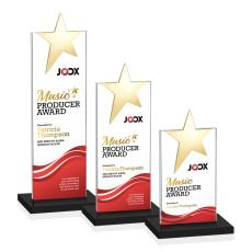 Bryanston Gold Full Color Black Star Crystal Award - Newest Additions