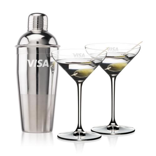 Corporate Recognition Gifts - Etched Barware - Catania Shaker & RIEDEL Martini Set