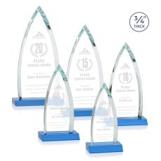 Shildon Sky Blue Arch & Crescent Crystal Award - Crystal Awards