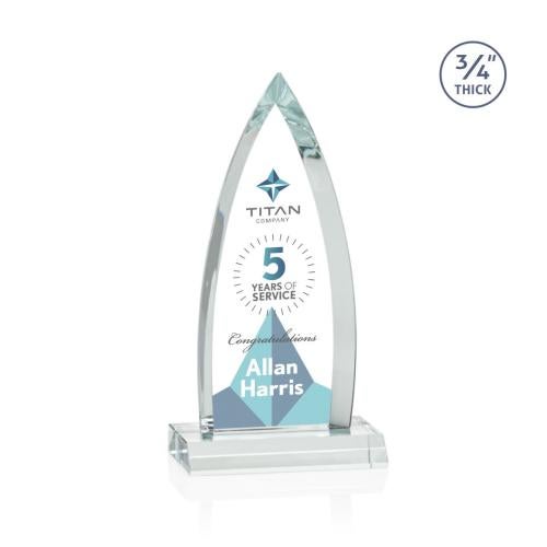 Corporate Awards - Full Color Awards - Shildon Full Color Starfire Arch & Crescent Crystal Award