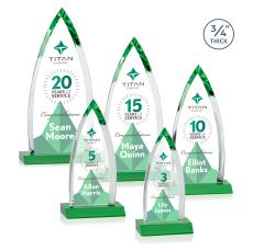 Shildon Full Color Green Crystal Award - Corporate Awards