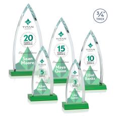Shildon Full Color Green Arch & Crescent Crystal Award - Colored Crystal