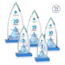 Shildon Full Color Sky Blue Arch & Crescent Crystal Award - Corporate Awards