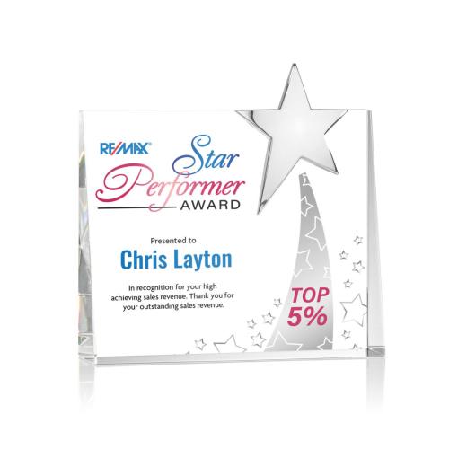 Corporate Awards - Crystal Awards - Bradenton Chrome Full Color Star Crystal Award