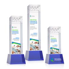 Velson Full Color Blue on Base Obelisk Crystal Award - Crystal Pillar Awards