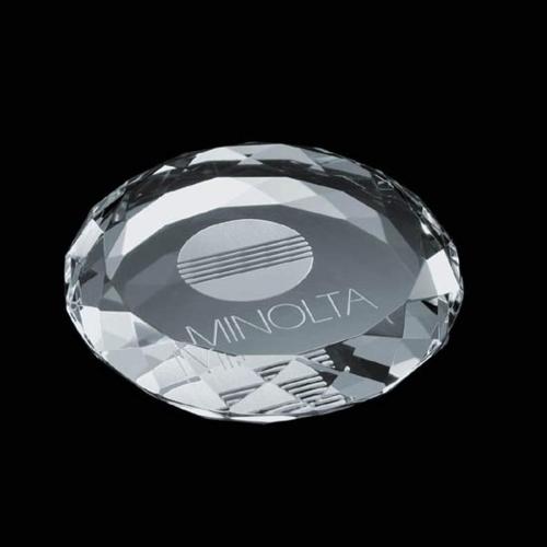 Corporate Awards - Crystal Awards - Crystal Paperweights - Amherst Paperweight - Round