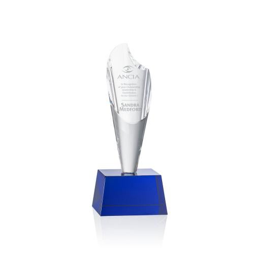 Corporate Awards - Crystal Awards - Crystal Flame Awards - Trinity Torch - Blue