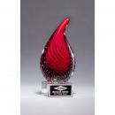 Red Art Glass Teardrop Award on Clear Glass Base