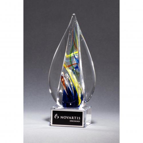 Corporate Awards - Art Glass Flame Award on Clear Glass Base