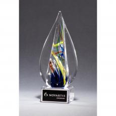 Employee Gifts - Art Glass Flame Award on Clear Glass Base