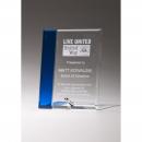 Clear Art Glass Rectangle Award with Blue Highlights