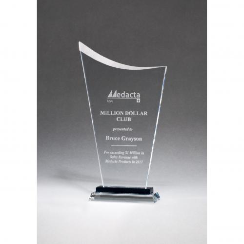 Corporate Awards - Glass Awards - Clear Contemporaray Art Glass Award with Pedestal Base