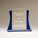 Premium Series Clear Glass Award with Blue Accent