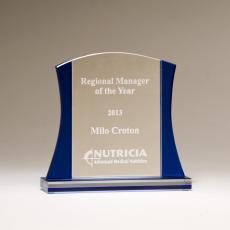 Employee Gifts - Premium Series Clear Glass Award with Blue Accent
