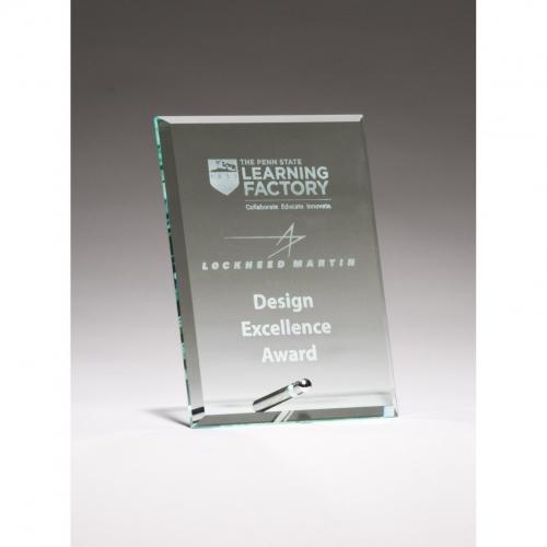 Corporate Awards - Glass Awards - Clear Glass Award with Silver Easel Post
