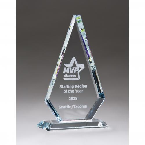 Corporate Awards - Crystal Awards - Diamond Awards - Diamond Series Glass Award with Prism Effect Edges
