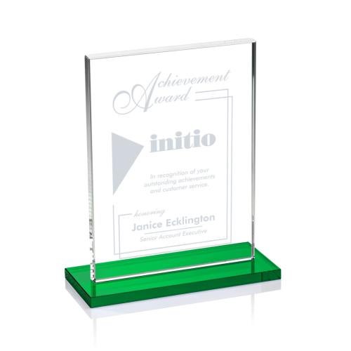 Corporate Awards - Glass Awards - Colored Glass Awards - Emperor Green Rectangle Crystal Award