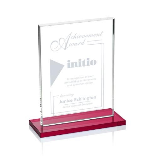 Corporate Awards - Crystal Awards - Colored Crystal - Red Crystal Awards - Emperor Red Rectangle Crystal Award