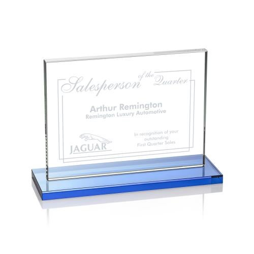 Corporate Awards - Crystal Awards - Emperor Sky Blue (Horiz) Rectangle Crystal Award