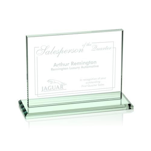 Corporate Awards - Glass Awards - Jade Glass Awards - Emperor Jade (Horiz) Rectangle Glass Award