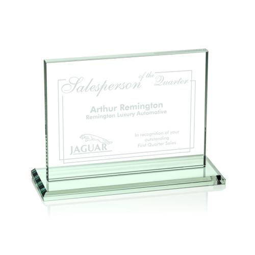 Corporate Awards - Glass Awards - Jade Glass Awards - Emperor Jade (Horiz) Rectangle Glass Award