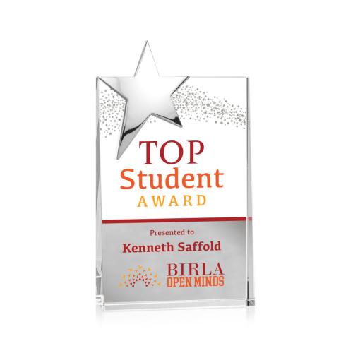 Corporate Awards - Crystal Awards - Denham Full Color Silver Star Crystal Award