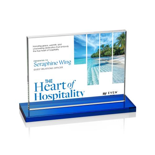 Corporate Awards - Crystal Awards - Emperor Full Color Blue (Horiz) Rectangle Crystal Award