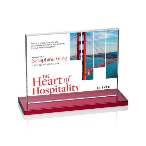 Corporate Awards - Crystal Awards - Emperor Full Color Red (Horiz) Rectangle Crystal Award