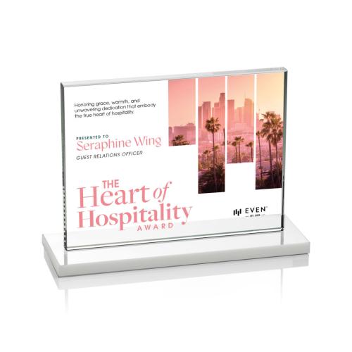 Corporate Awards - Crystal Awards - Emperor Full Color White (Horiz) Rectangle Crystal Award