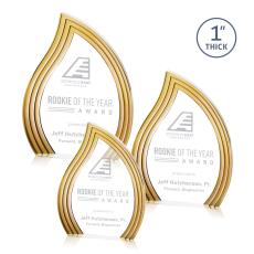 Tidworth Blaze Gold Flame Acrylic Award - Crystal Flame Awards