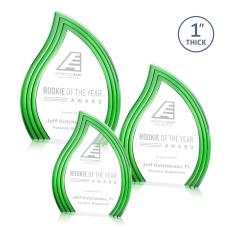 Tidworth Blaze Green Flame Acrylic Award - Budget Awards & Trophies