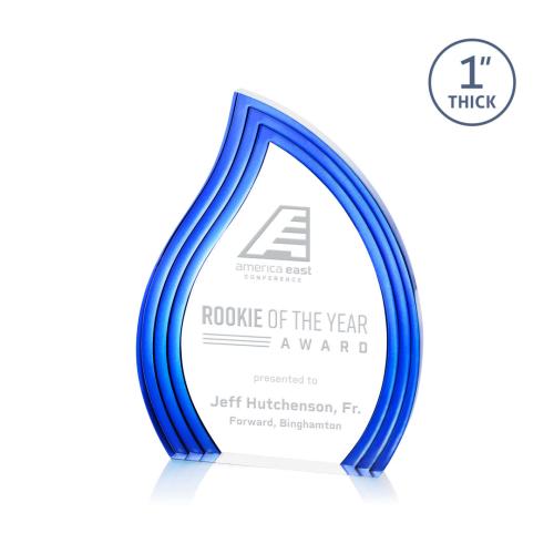 Corporate Awards - Crystal Awards - Crystal Flame Awards - Tidworth Blaze Blue Flame Acrylic Award