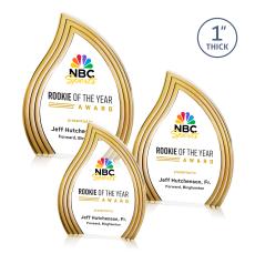 Tidworth Blaze Full Color Gold Flame Acrylic Award - Employee of the Month Awards