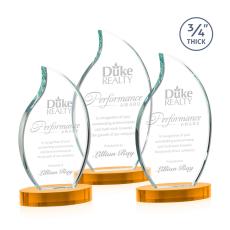 Croydon Amber on Alberton Base Flame Crystal Award - Award Shapes