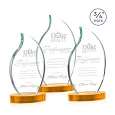 Croydon Amber on Alberton Base Flame Crystal Award - Corporate Awards