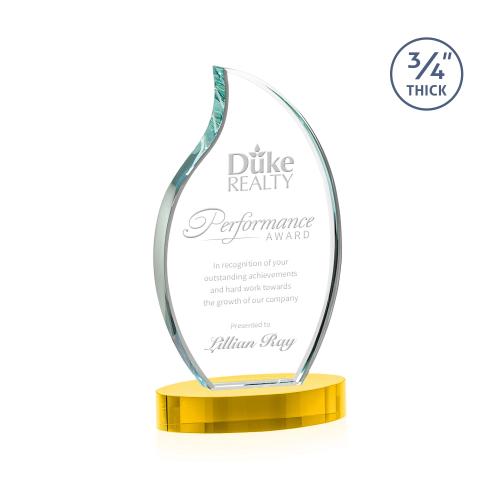 Corporate Awards - Crystal Awards - Croydon Gold on Alberton Base Flame Crystal Award