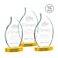 Croydon Gold on Alberton Base Flame Crystal Award - Award Shapes