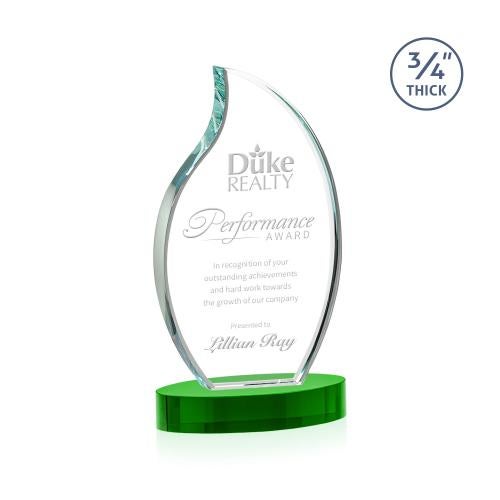 Corporate Awards - Crystal Awards - Croydon Green on Alberton Base Flame Crystal Award
