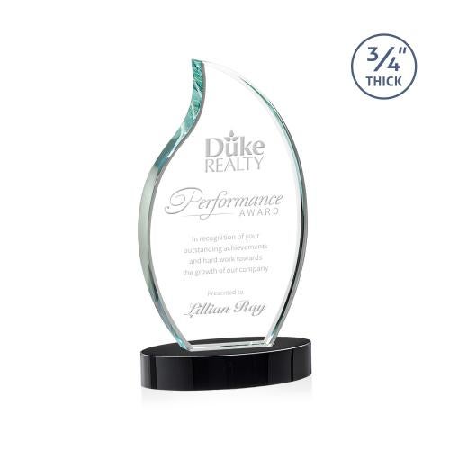 Corporate Awards - Crystal Awards - Croydon Black on Alberton Base Flame Crystal Award