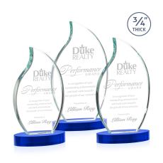 Croydon Blue on Alberton Base Flame Crystal Award - Corporate Awards