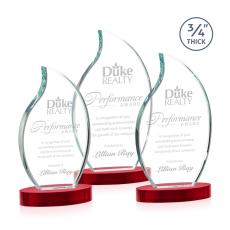 Croydon Red on Alberton Base Flame Crystal Award - Award Shapes