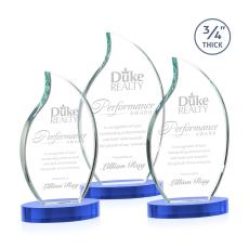 Croydon Sky Blue on Alberton Base Flame Crystal Award - Corporate Awards