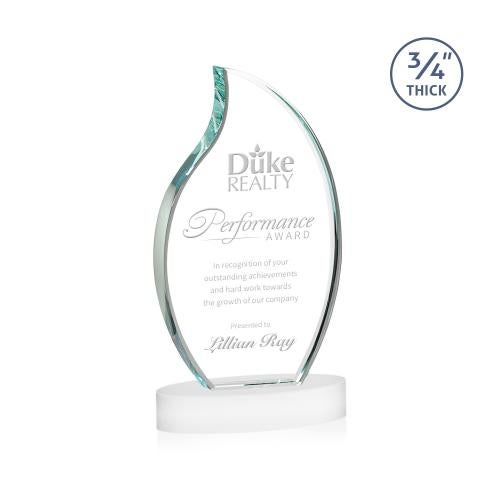 Corporate Awards - Crystal Awards - Croydon White on Alberton Base Flame Crystal Award