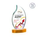 Croydon Full Color Amber on Alberton Base Flame Crystal Award