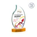 Croydon Full Color Amber on Alberton Base Flame Crystal Award