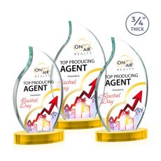 Croydon Full Color Gold on Alberton Base Flame Crystal Award - Award Shapes