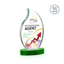 Croydon Full Color Green on Alberton Base Flame Crystal Award